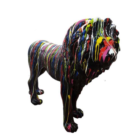 Design Statuen Bunte Figur Bemalte Statue Löwe Skulptur Deko Garten