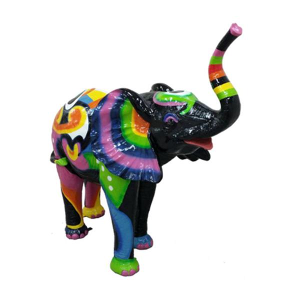 Bunt Figur Bemalte Statue Elefant Skulptur Deko Garten Design Statuen