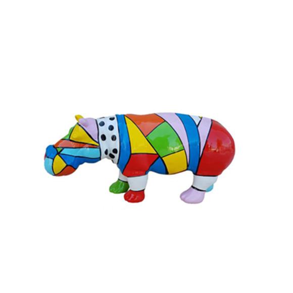 Modern Skulptur Nilpferd aus Kunststoff Dekorative Figur Garten 32x72cm