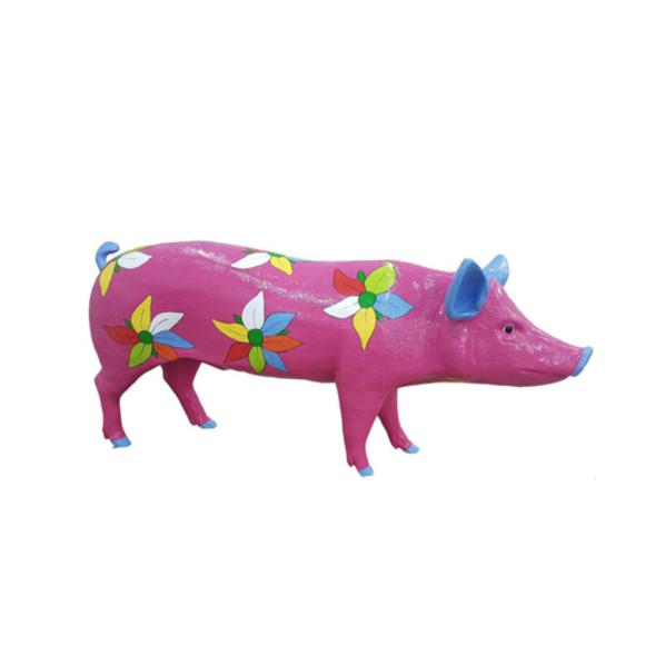 Modern Skulptur Schwein Wurst Kunststoff Dekorative Figur Garten 70x160