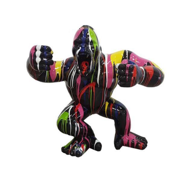 Modern Skulptur Gorilla aus Kunststoff Dekorative Figur Statuen Garten