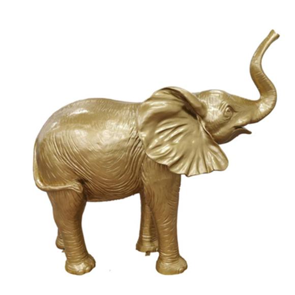 Goldene Figuren Statuen Skulptur Elefant aus Kunststoff Figur 160x160cm