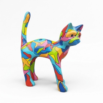 Abstrakte Figur Statue Design Skulptur Deko Bunte Katze Statuen 108cm