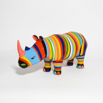 Abstrakte Figur Statue Nashorn Design Skulptur Deko Garten 175cm Neu