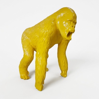 Abstrakte Gelbe Figur Statue Gorilla Skulptur Deko Garten Design 130cm