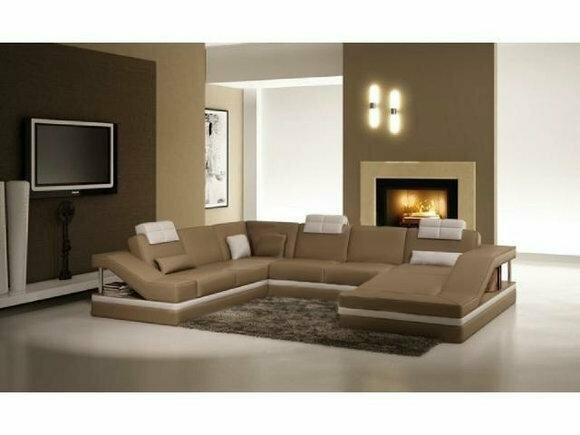 Wohnlandschaft Polster Ecke Eck Sofa Couch Garnitur Landschaft Leder
