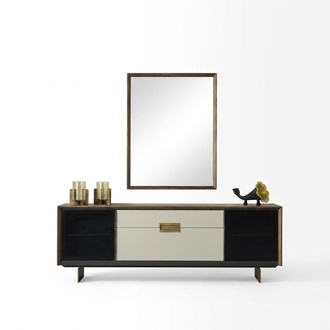 Anrichte Sideboard mit Spiegel Kommode Holz Mehrfarbig Esszimmer Set