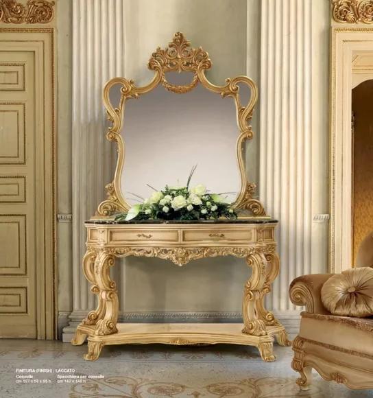 Garnitur Schminktisch Spiegel Konsolentisch Set Beige Schlafzimmer