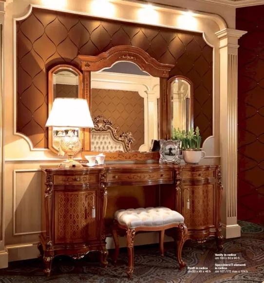 Luxus Schminktisch Spiegel Frisiertisch Braun Schlafzimmer Set