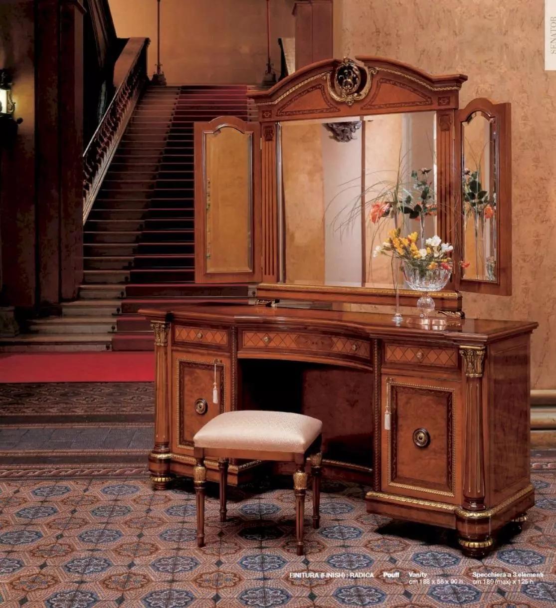 Schminktisch Spiegel Luxus Frisiertisch Braun Schlafzimmer Set