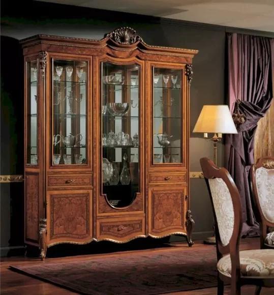Luxus Vitrine Schränke Braun Groß Vitrinen Schrank Holz Wohnzimmer