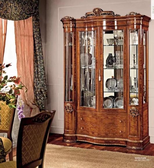 Vitrine Schränke Braun Vitrinen Luxus Schrank Holz Wohnzimmer Barock