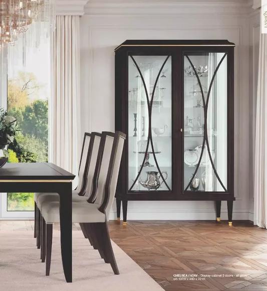 Vitrine Schränke Vitrinen Braun Schrank Luxus Wohnzimmer Holz Glas