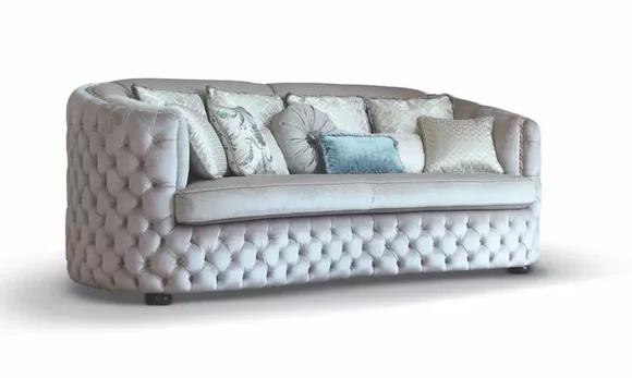 Dreisitzer Chesterfield Sofa 3 Sitzer Sofas Wohnzimmer Grau Stoff