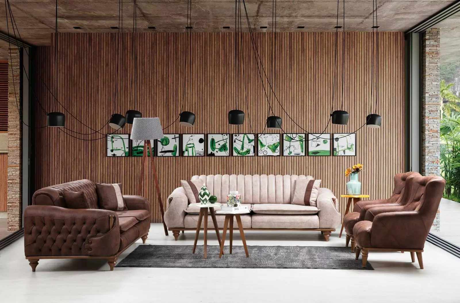 Chesterfield Sofagarnitur Couch Sitzpolster Sofa Couchen Möbel Textil