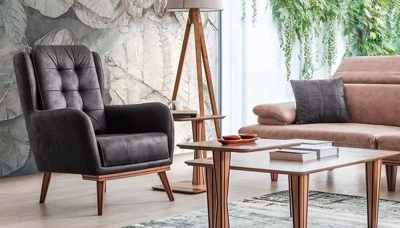 Schwarzer Moderner Sessel Ohrensessel Relaxsessel Fernseh Sitzer Luxus
