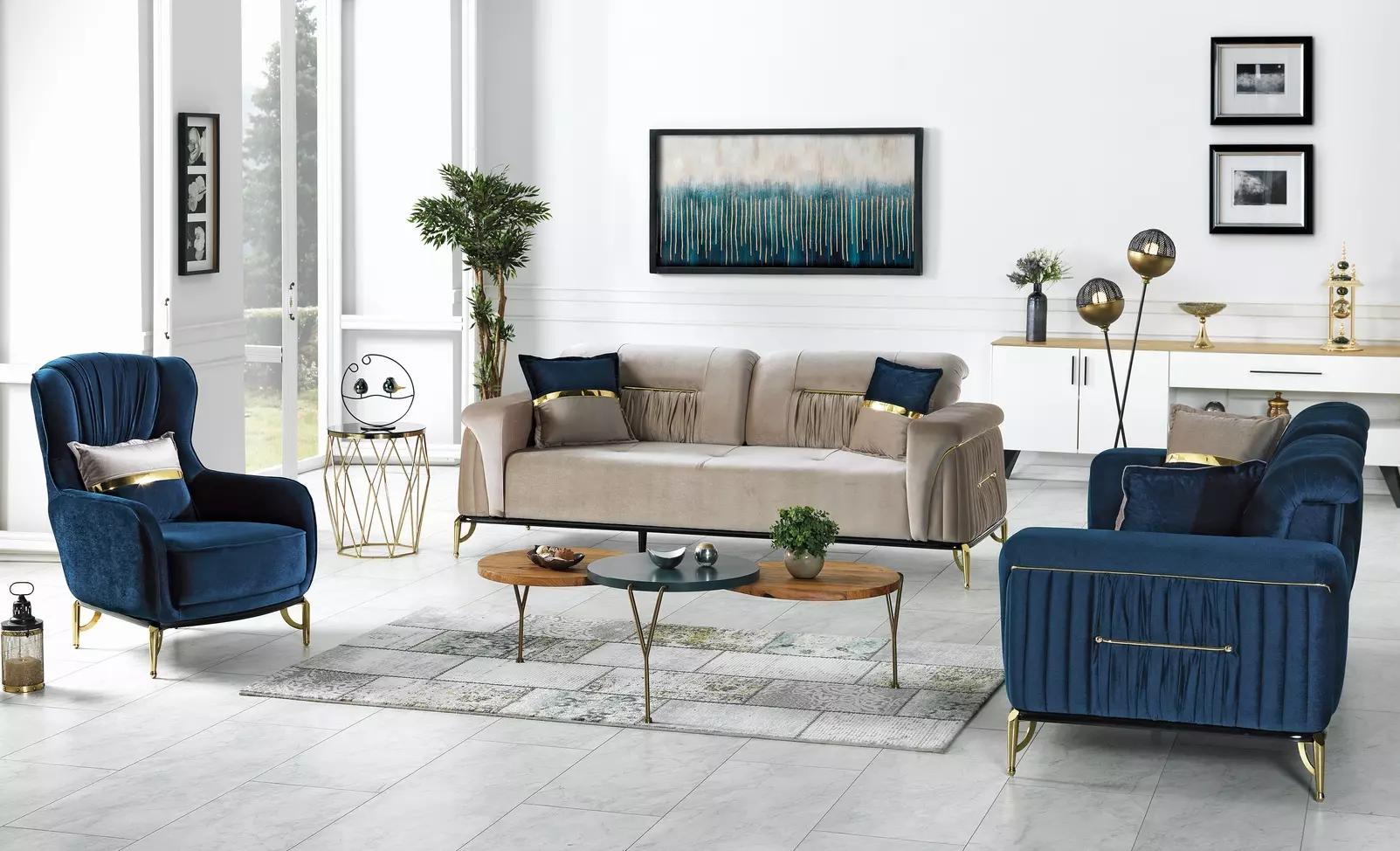 Designer Sofagarnitur 3+3+1 Sitzer Polster Couch Sitzgarnitur Set Neu