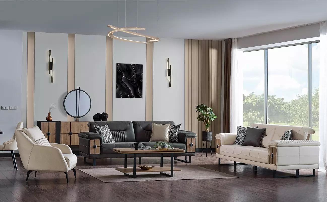 Sofagarnitur 3+3+1 Sitzer Wohnzimmer Set Textil Komplett Sofa Sessel