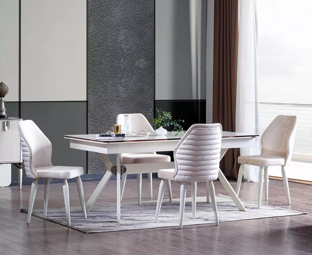 Esszimmer set Modern Esstisch + 6x Stühle Polsterstuhl Tisch Holz 7tlg.