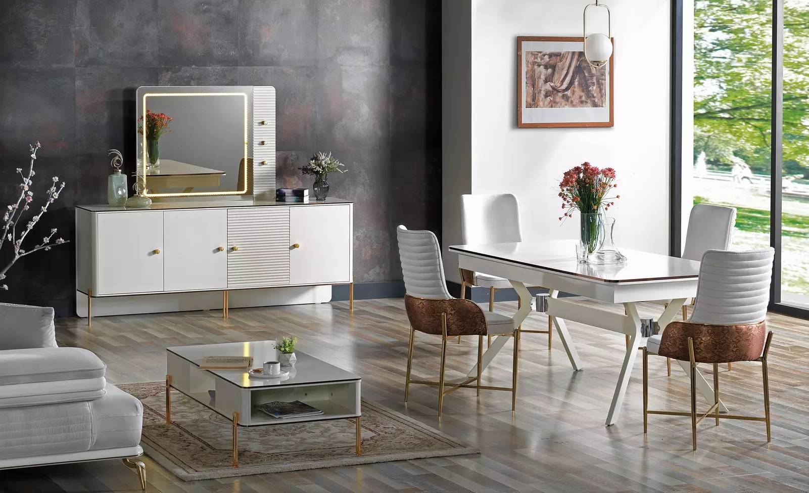 Esszimmer Set Garnitur Tisch 6x Stühle Design Modern Möbel Sideboard