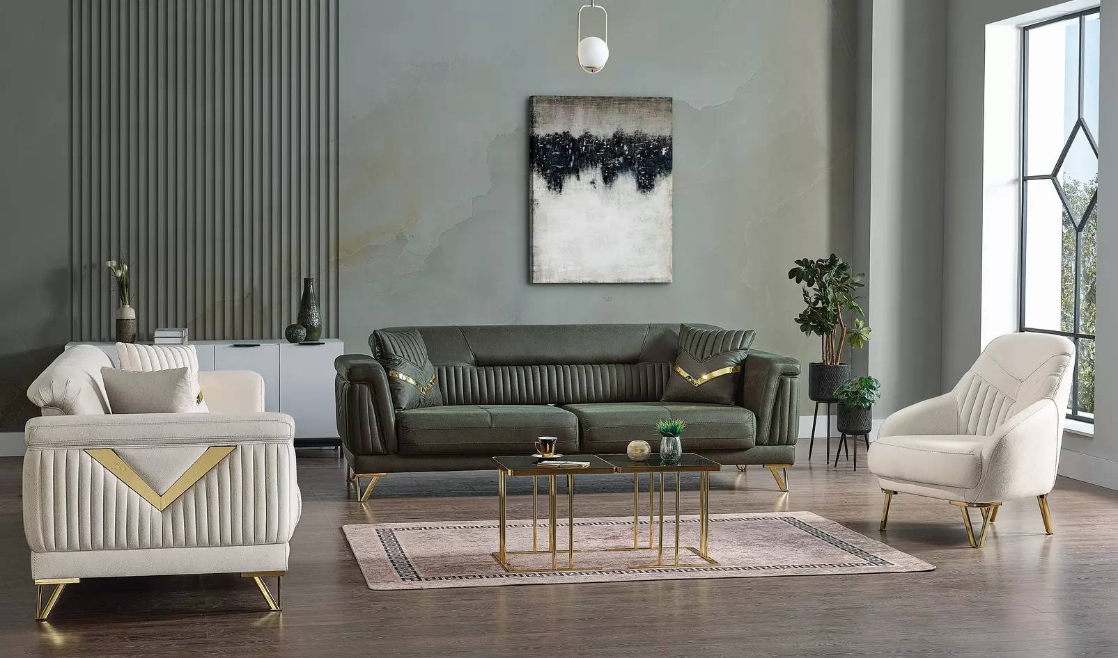 Design Wohnzimmer Set Modernes Sofagarnitur 3+3+1 Wohnzimmer Möbelset