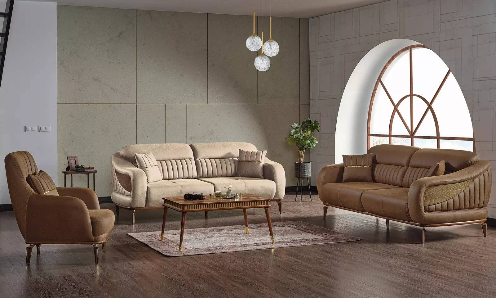 Sofagarnitur 3+3+1 Sitzer Modern Sessel Modern 3tlg Luxus Wohnzimmer