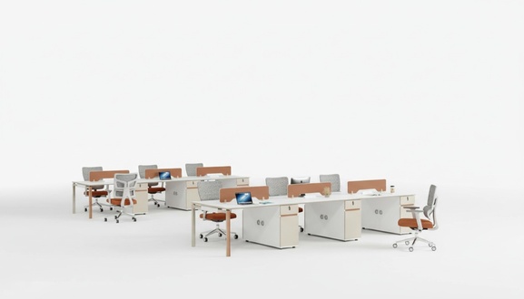 Arbeitsplatz für 6 Personen mit 2x Kommoden Büroeinrichtung Arbeitsplatz Möbel