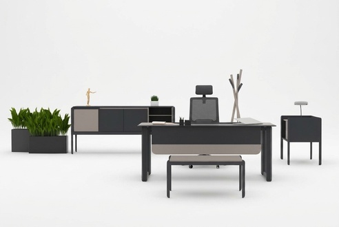 Arbeitszimmer Set Schreibtisch Büroschrank Kommode Couchtisch Antrazhit