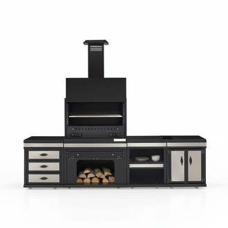 Außenküche aus Edelstahl in Schwarz modern