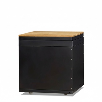 Außenküchenmodul in Schwarz aus Holz und Edelstahl für Gartenküche