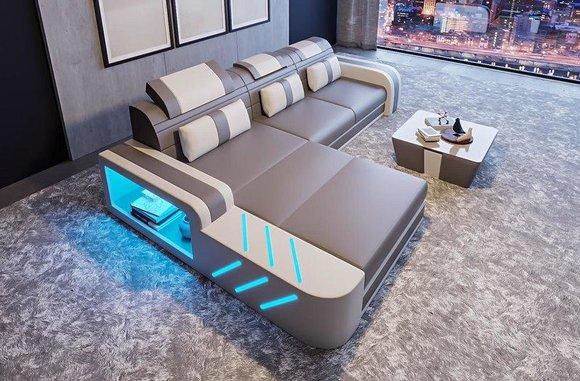 Design Sofa Couch Sitz Leder Polster Garnitur Wohnlandschaft Ecksofa