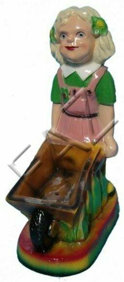 Design Mädchen mit Schubkarre Garten Statue Skulptur Figuren Skulpturen