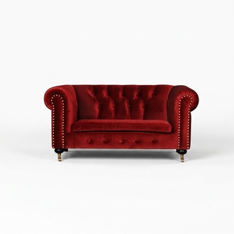 Barock Rokoko Couch - Chesterfield Stoff Sofa 2 Sitzer Leder Textil