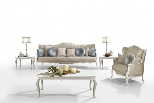 Barock Rokoko Sofagarnitur 3+2 Sitzer Set Sofas Polster Couchen Textil Sofa Neu