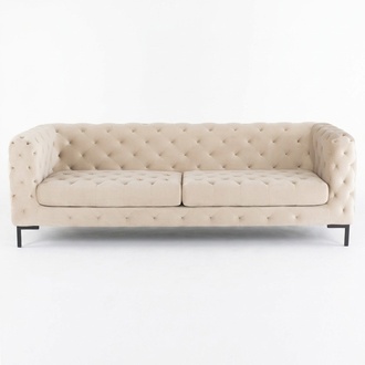 Beige Chesterfield Sofa Couch Polster Stoff Leder Couchen Samt