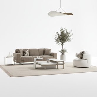 Beige Stoff Sofa und Sessel Set modern Elegant Wohnzimmermöbel