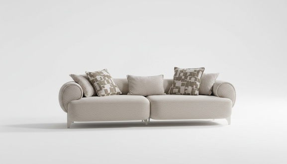 Beige Textil-Sofa 3-Sitzer modernes Wohnzimmermöbel