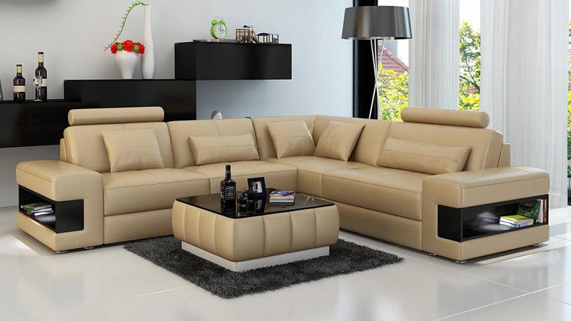 Ledersofa Couch Wohnlandschaft Ecksofa Eck Garnitur Design Modern