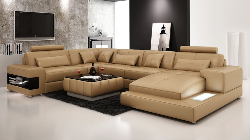 Ledersofa Couch Wohnlandschaft Ecksofa Eck Garnitur Design Modern Neu