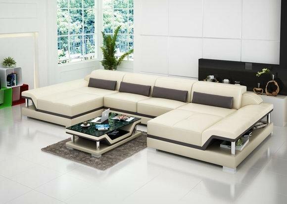 Ledersofa Couch Wohnlandschaft Ecksofa Eck Garnitur Design Modern