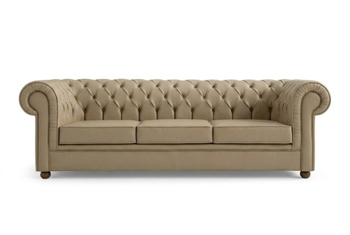 Beiger Chesterfield Dreisitzer Büromöbel Sofa Polstersofas Luxus Möbel