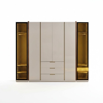 Beiger Kleiderschrank aus Holz modern eleganter Stauraum
