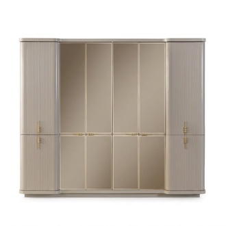 Beiger Kleiderschrank Garderobenschrank Schlafzimmer Holzschrank Möbel