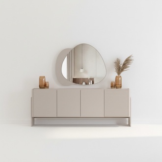 Beiges Designer Sideboard Luxuriöse Esszimmer Anrichte Edle Holz Möbel