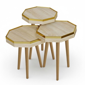 Beistelltisch aus Holz in Beige modern eleganter Wohnstil