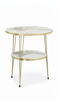Luxus Beistelltisch Kollektion – 5-teilige Satztische, Laptoptische & Etagentische (Marmor- & Holz-Optik)