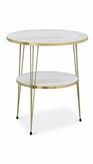 Design Beistelltisch Kollektion – 5-teilige Satztische & Laptoptische (Marmor- & Holz-Optik / Rund, Quadratisch, Oktogonal)