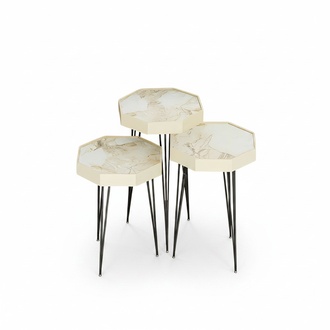 Beistelltisch Holz Beige Elegant Modern