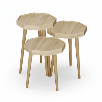 Luxus Beistelltisch Kollektion – 5-teilige Satztische, Etagentische & Laptoptische (Marmor- & Holz-Optik)