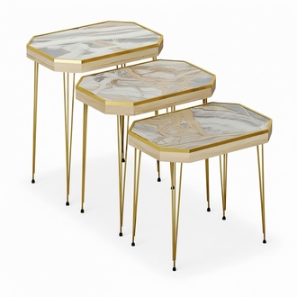 Luxus Beistelltisch Kollektion – Satztisch-Sets, Etagentische & Z-Form Laptoptische (Marmor-, Holz- & Uni-Optik)